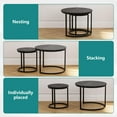 thumbnail image 2 of Smuxee Modern Sturdy Side Nesting Coffee Table, Wood Grain Top, Black, 2 of 8