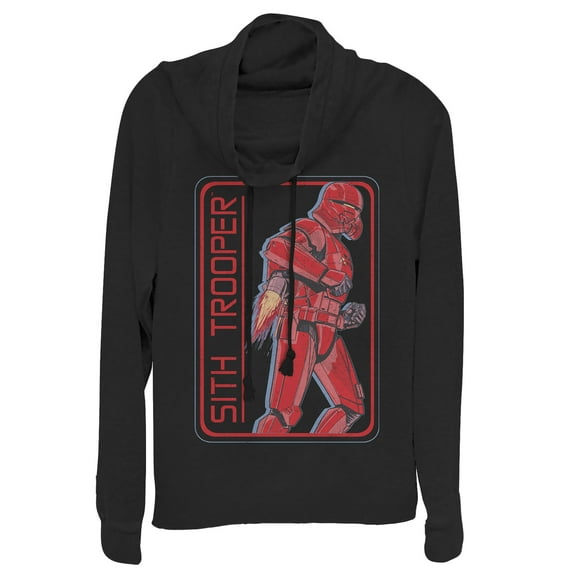 Junior's Star Wars: The Rise of Skywalker Sith Trooper Rocket  Cowl Neck Sweatshirt Black X Small
