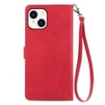 thumbnail image 3 of Nalacover Wallet Case for iPhone 14 Plus, Embossed Pattern Design Zipper Pocket Handbag Wrist Strap Premium PU Leather Flip Cover with Card Slots Holder Magnetic Clasp Kickstand Case,Red, 3 of 13