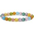 thumbnail image 1 of Bracelet Extensible en Perles Rondes 8mm avec Quartz Craquelé Aqua Aura Multicolore 7 Pouces Unisexe, 1 of 5