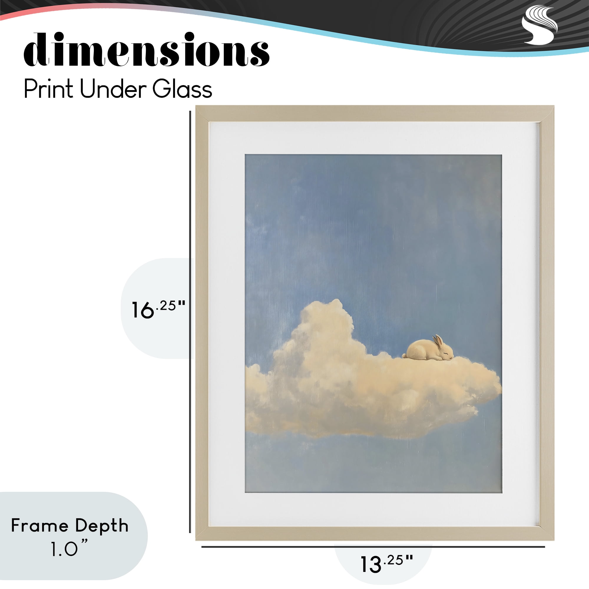 Stupell Industries Sleeping Bunny on Cloud Birch Framed Print Under Glass, design by The Prints Vibe