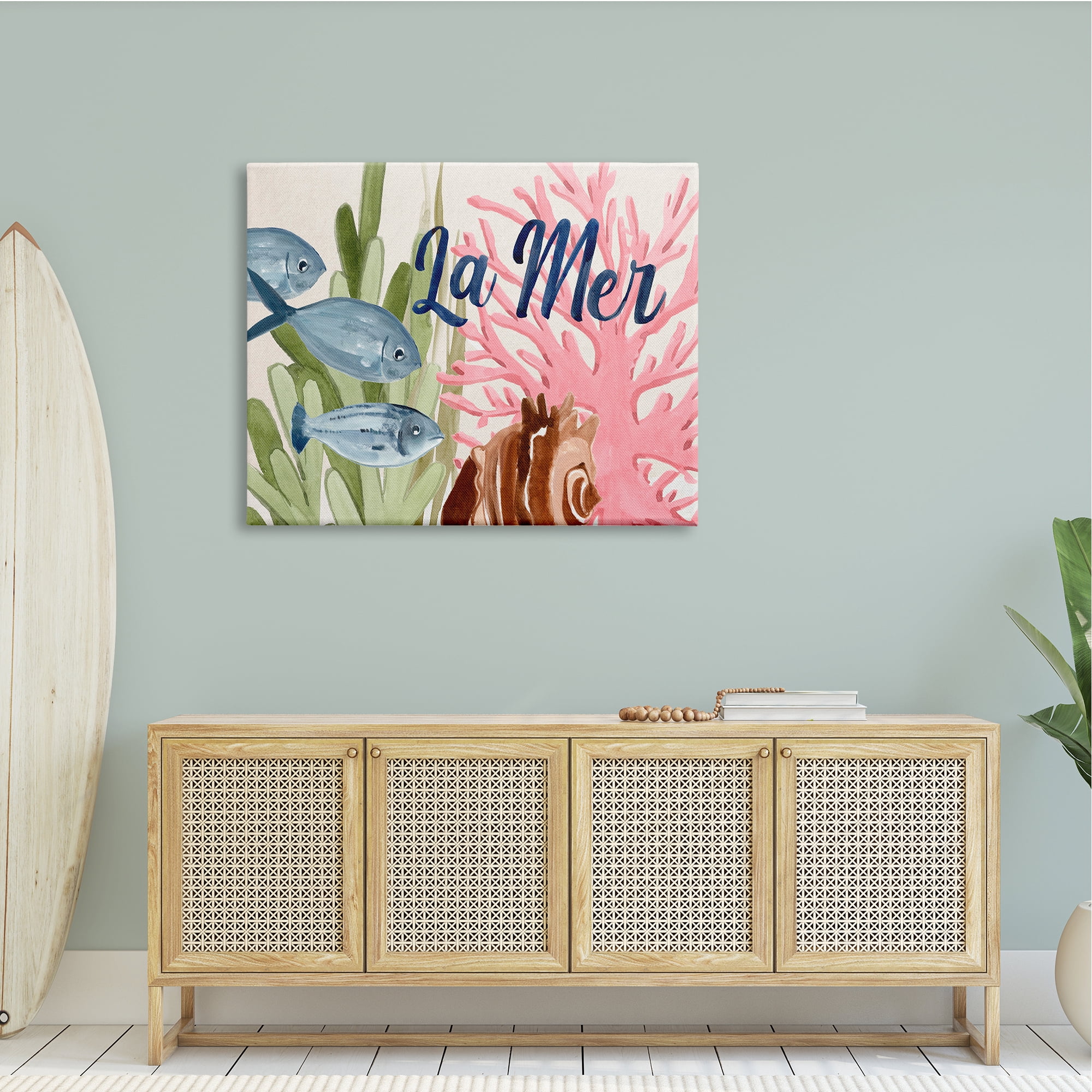 Stupell Industries La Mer Fish Shallow Sea Shell Coral Algae ,48 x 36, Design by Annie Warren