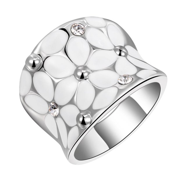 Cristal de Manera Elegante Flores Blancas Oro Mujer Talla Oro blanco