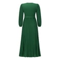 thumbnail image 5 of Women's V Neck Pleated A-line Dress 2024 Fall Long Sleeve Casual Swing Maxi Long Dresses for Party Wedding Guest, 5 of 7