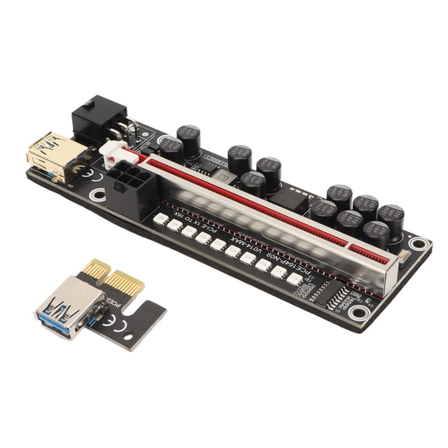 Tarjeta adaptadora con alimentación por USB PCIE Riser de 6 pines Bling Bling Compatible con Interfaz PCIE 1X 4X 8X 16X Plug and Play color negro