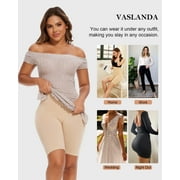Vaslanda 2 Packs Tummy Control Shapewear Shorts Faja Body Shaper for Women High-Waisted Thigh Slimming