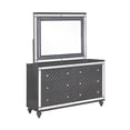 thumbnail image 4 of 4pc Modern Glam Style LED HB Gray Charcoal Finish Queen Size Panel Bedroom Set Solid Wood Furniture, 4 of 8