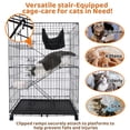 thumbnail image 4 of Homey Pet 50 Inch Cat Cages Indoor, Large 4-Tier Cat Crates for Indoor Cats, Collapsible Metal Wire Cat Enclosures Big Multi-Level Cat Cage for Adult Cats Kitten Kitty with Hammock, Ramp, 360° Wheels, 4 of 11