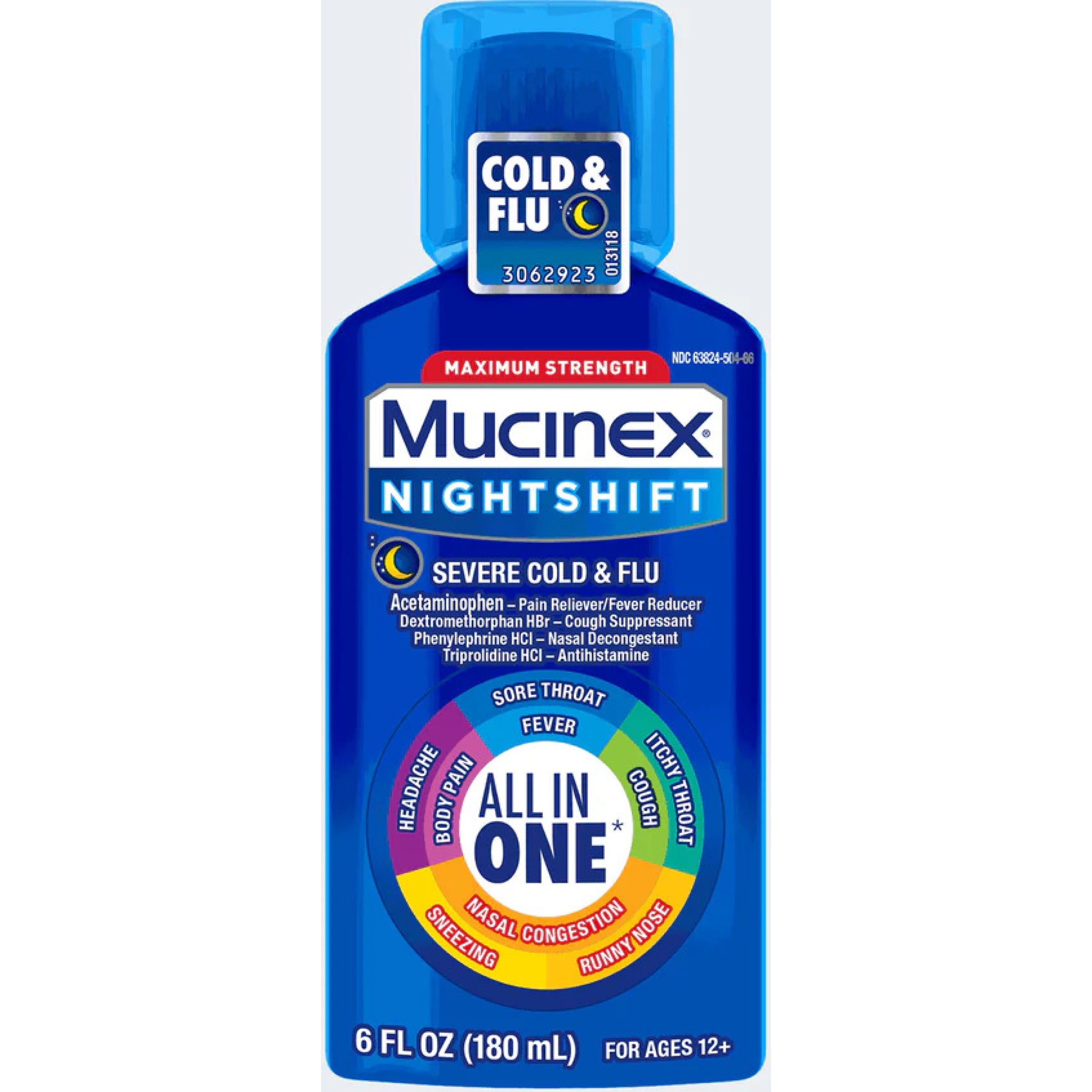 2 Pack Mucinex Fast Max Night Time Cold Flu Liquid Maximum Strength 6oz Each