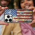 thumbnail image 4 of Star-studded American Flag for iPhone 14/13 Case, Cute Aesthetic Red Blue Stars Stripes Shock-Absorbent Protective,Black, 4 of 6