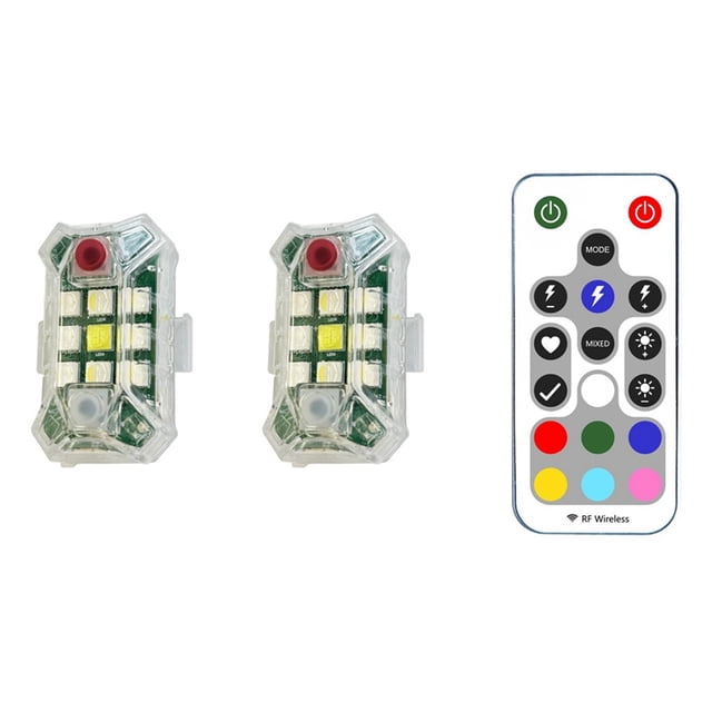 Luces Estroboscópicas LED Recargables Inalámbricas con Control Remoto A Prueba de Agua para Motocicleta, Bicicleta, Automóvil, Dron, Avión, 2 Piezas
