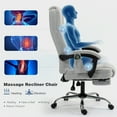 thumbnail image 4 of Massage Office Chair with Footrest, Ergonomic Adjustable Reclining Executive Home Desk Chair w/ 6 Vibration Points & Heat, Light Grey, 4 of 7