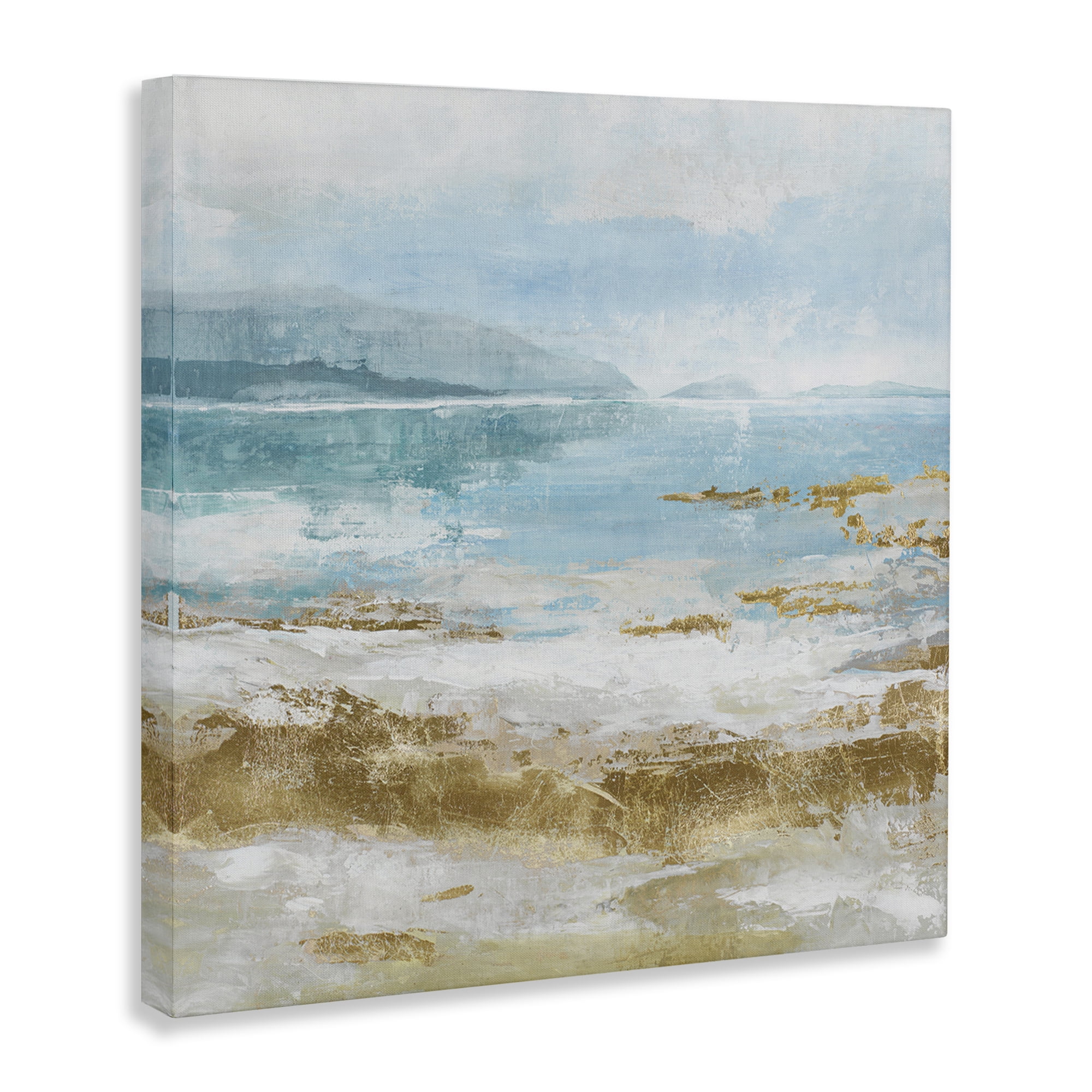 Stupell Industries Distressed Beach Landscape Coastal Painting Gallery Wrapped Canvas Art Print Wall Art, 24 x 24