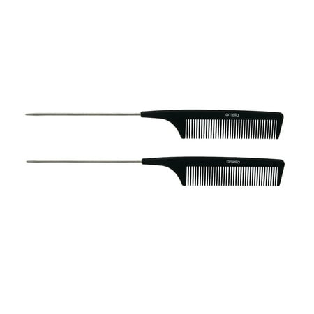 Amelia Beauty 9in Black Plastic Pin Stainless Tail Regular Tooth Comb Professional Grade Hair Comb For Highlighting Sectioning & Styling Hair with Pin Tip Wet or Dry 9 x1 2 Pack Amelia Beauty 9in Black Plastic Pin Stainless Tail Regular Tooth Comb Professional Grade Hair Comb For Highlighting Sectioning & Styling Hair with Pin Tip Wet or Dry 9 x1 2 Pack