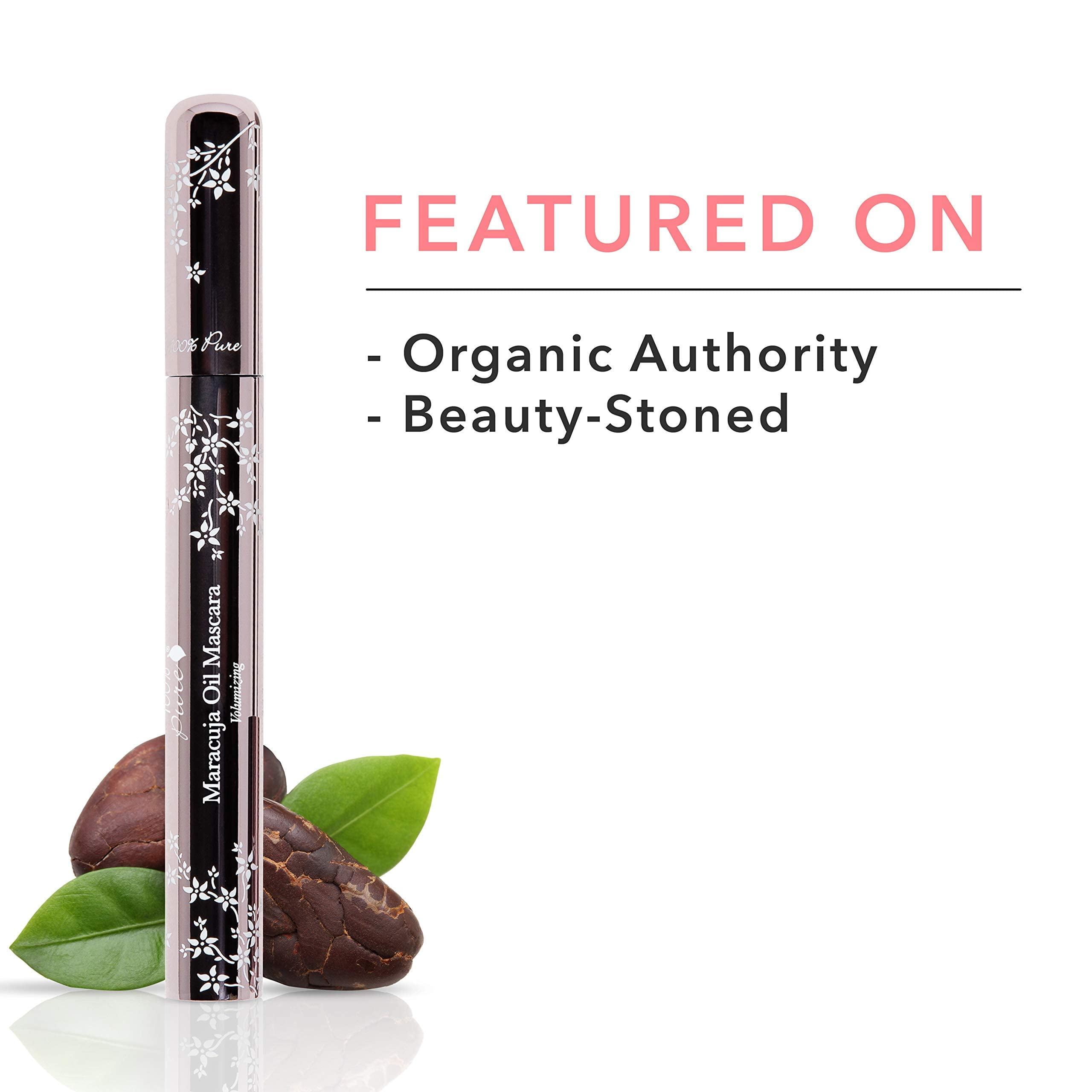 100% PURE Maracuja Oil Mascara Dramatic Intense Volume & Length Natural Fruit Pigmented Voluminous Eyelash Makeup No Clumping, Smudging or Flaking - Vegan, Dark Chocolate Color - 0.35 oz