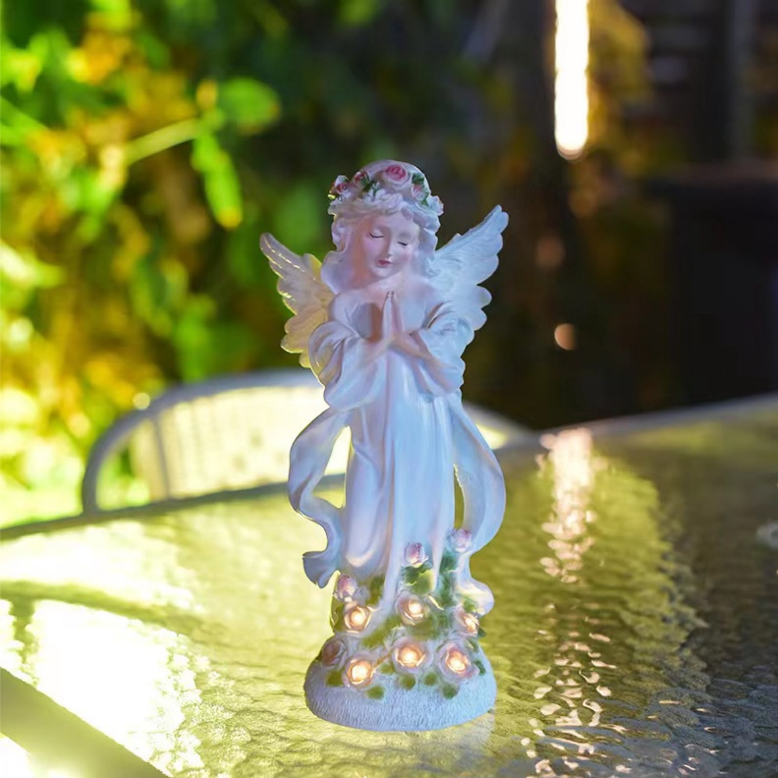 JahyShow Solar Angel Garden Statue, Outdoor Patio Garden Sculptures & Statues Solar Yard Decorations Lawn Ornaments Figurines for Outside