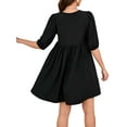 thumbnail image 3 of Deago Women's Short Puff Sleeve Maternity Dress Crew Neck Summer Casual Tie Front Loose Flowy Pregnancy Dresses for Baby Shower (Black, S), 3 of 9