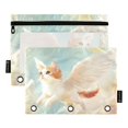 thumbnail image 2 of Ckdifva Cute Flying Cat Pencil Pouch 3 Ring Zipper Pencil Case Binder Pockets Clear Top Cosmetic Bag 2 Pack, 2 of 6
