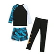 thumbnail image 6 of iEFiEL Kids Boys Rash Guard Set UPF 50+ Swimming Outfit Plants Print 3-piece Bathing Suit Beachwear Black 4-5, 6 of 7