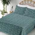 thumbnail image 3 of Ambesonne Floral Fitted & Flat Sheet with Shams 4 Pcs Set, Minimalist Tulip Silhouettes, Full, Cadet Blue and Eggshell, 3 of 5