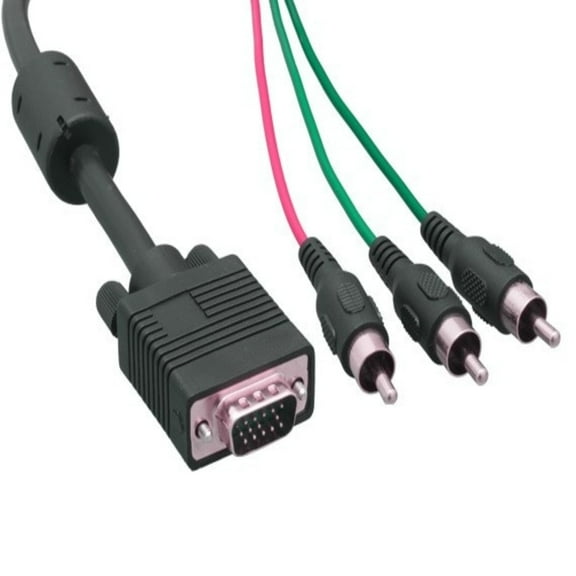 SANOXY Cables and Adapters; 6ft VGA HD15 Male to 3 RCA Male Video Cable, Black