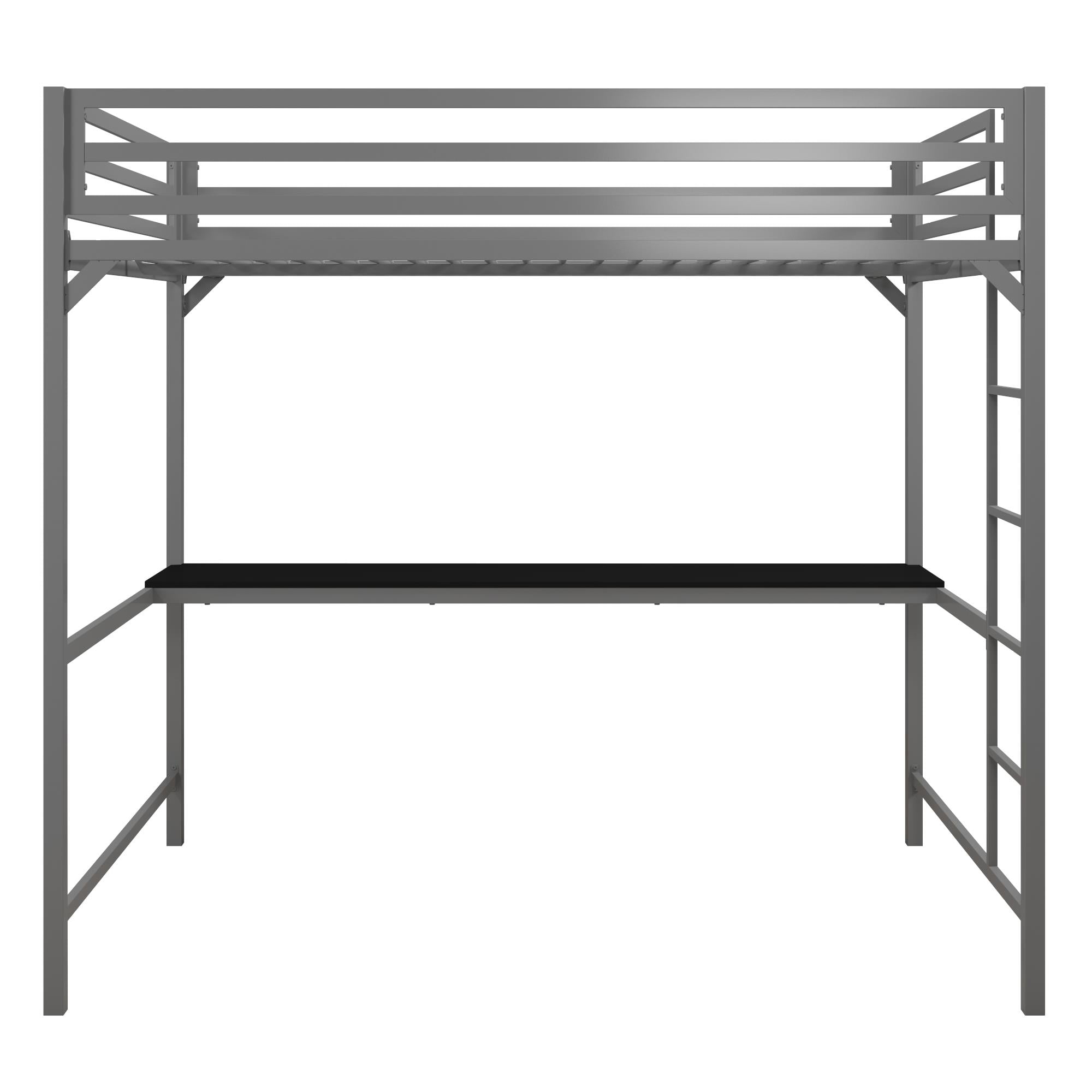 Elm Oak Miles Metal Full Loft Bed With Desk White Walmart Com