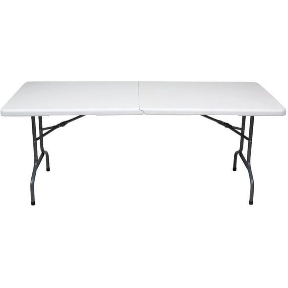 72" x 30" White Deluxe Plastic Rectangular Centerfolding Table