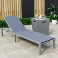 thumbnail image 2 of LeisureMod Marlin Modern Grey Aluminum Outdoor Patio Chaise Lounge Chair with Square Fire Pit Side Table Perfect for Patio, Lawn, and Garden, 2 of 21