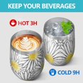 thumbnail image 4 of 12oz Stemless Wine Tumblers White Daisy Flower Black Lines Pattern Vacuum Insulated Stainless Steel Travel Tumbler Cups Mug with Lid and Straw for Champaign,Cocktail,Beer with Cleaning Brush, 4 of 5
