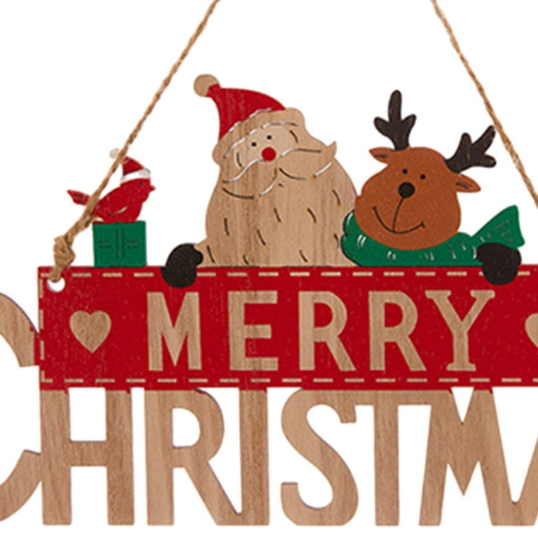 Merry Christmas Wooden Door Hanging Sign Christmas Plaque Sign for