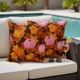 thumbnail image 4 of Pink Pumpkin Fall Outdoor Waterproof Pillow Covers, Thanksgiving Maple Leaves Farmhouse Decorative Square Throw Pillowcase Sofa Cushion Sham for Patio/Couch/Chair, 16"x16" 2 Pack, 4 of 8