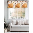 thumbnail image 3 of Fall Thanksgiving Valances for Windows Pumpkin Maple Leaf Black Trellis Kitchen Valance Curtain Rod Pocket Small Curtains for Cafe Bathroom Laundry Basement 54" x 18", 3 of 8