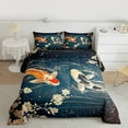 thumbnail image 2 of Feelyou Couple Gold Fish Queen Comforter Set, Japanese Blossoms Floral Bedding Sets, Teen Child Adult Reversible Bedding Comforter Set, Lightweight Room Decor, 3-Piece, 2 of 8