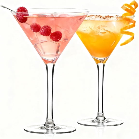 Martini Glasses (Set of 2), 9 oz Crystal Cocktail Glasses, Hand-Blown Crystal Martini Glasses—Ideal for Espresso Martinis, Cosmos, Gimlets, and More; Perfect for Home Bars and Parties.