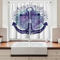 thumbnail image 2 of Ambesonne Nautical Tattoo Kitchen Curtains, Watercolor Anchor, 55"x45", Indigo Pale Seafoam, 2 of 3
