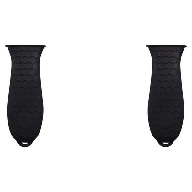 Cubierta de la manija de la olla Yuarrent Silicona engrosada Negro 2piezas
