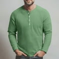 thumbnail image 4 of Dwellite Mens Henley Long Sleeve Shirts Waffle Knitted 3-Button Casual Basic Lightweight Tops Crewneck Button Down T-Shirts Light Green XL, 4 of 8