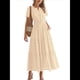 thumbnail image 2 of Vestido Bohemio Informal de Verano para Mujer, Ligero, de Corta, Cuello en V, Cintura Elástica y Bolsillos. Albaricoque S, 2 of 8