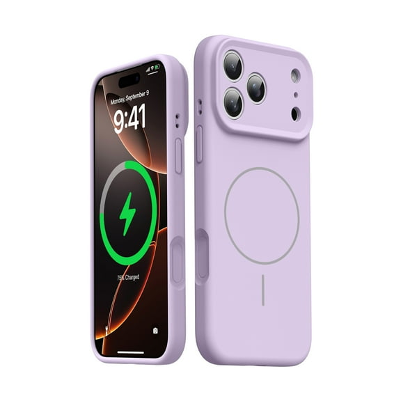 for iPhone 17 Pro Max Rubber Case Compatible with MagSafe, Supports Wireless Charging, Slim Silicone Phone Case Shock Absorbing Drop Protection Skin Friendly for iPhone 17 Pro Max, Purple