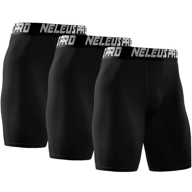 NELEUS Men's Performance Compression Shorts Athletic Workout Underwear 3 Pack,Black,US size S