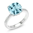 thumbnail image 6 of Gem Stone King 925 Sterling Silver Cushion Sky Blue Topaz Engagement Ring for Women (4.37 Cttw, Gemstone Birthstone, Available in Size 5, 6, 7, 8, 9), 6 of 6