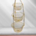 thumbnail image 4 of Transemion 3-Tier Fruit Vegetable Basket Fruit Hanger Organizer Storage Kitchen Stand Golden 1Set, 4 of 6