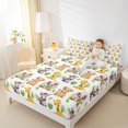 thumbnail image 4 of Homewish Elephant Lion Zevra Twin Sheet Sets,Tropical Monstera Leaf Twin Fitted Sheet,Yellow White Green Flat Sheet For Boys Teens,Ultra Soft Home Decor,3-Piece, 4 of 7