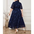 thumbnail image 5 of AURA Women Plus Size L Elegant Midi Dress Tie Waist Shirt Collar Office Dress, 5 of 6