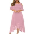 thumbnail image 1 of LSLJS Plus Size Women Sexy Ruffle Strapless Splicing Lace Splicing Short Sleeve Dresses, Plus Size Dress, 1 of 7