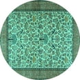 thumbnail image 1 of Ahgly Company Indoor Round Persian Turquoise Blue Traditional Area Rugs, 6' Round, 1 of 4
