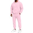 thumbnail image 5 of CCRFTGI Mens 2 Piece Tracksuit Casual Athletic Full Zip Long Sleeve Pullover Joggers Fall Fashion Travel Lounge Matching Outfits Pink XL, 5 of 6