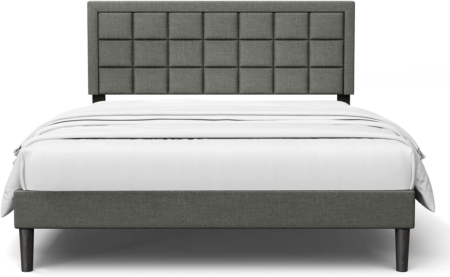 Bonsoir Queen Size Upholstered Low Profile Modern Platform Bed Frame ...