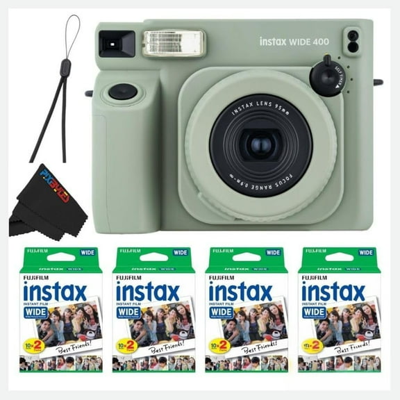 Fujifilm Instax Wide 400 Instant Film Camera Bundle with Fuji Instax Wide Instant Film Color Print (80 Sheets) Travel Bag and Lens Cleaning Kit