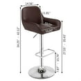 thumbnail image 7 of Bar Stools,Dustpan Chair Square Foot Bar Stool Set of 2 Modern Square PU Leather Adjustable BarStools Counter Height Stools with Arms and Back Bar Chairs 360° Swivel Stool Brown, 7 of 7